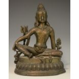 Chinese School (19th century), a bronze, Tara, seated in a lotus,