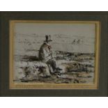 English School (19th century) A Gentleman Looking out to Sea the mount inscribed JMW Turner on