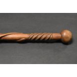 Tribal Art - a Zulu prestige staff, the slight knobkerrie pommel above a short wrythen band,