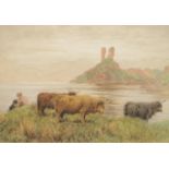 Scottish School (early 20th century) Highland Cattle watercolour, 19cm x 27.