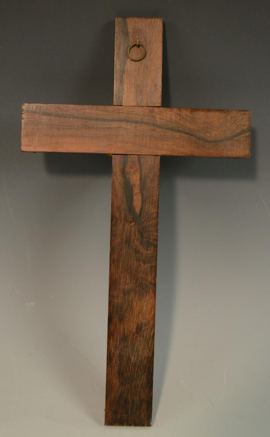 A 19th century gilt metal corpus christi, the rosewood cross outlined with brass stringing, - Image 4 of 6