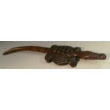 Tribal Art - an Oceanic headrest, as a crocodile, chip-carved, Papua New Guinea,