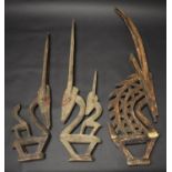 Tribal Art - Three Bamana chi wara antelope headdresses,