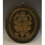 Treen and Kitchenalia - a black wax oval gingerbread mould,