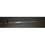 An 1899 pattern cavalry trooper's sword, 85cm fullered blade, bowl guard, two-piece chequered grip,