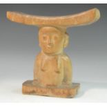 Tribal Art - an African figural headrest, possibly Luba or Songye, Democratic Republic of Congo, 17.