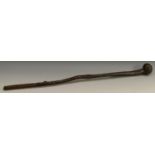 Tribal Art - a Zulu hardwood knobkerrie, globular head,