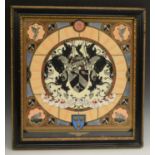 Heraldry - a Gothic Revival watercolour armorial, the heraldic achievement of Wrotham,