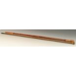 An unusual walking stick, the rattan shaft composed of a 'bundle' of rods, turned handle,