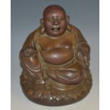 Chinese School (19th century), a brown patinated bronze, of Budai,