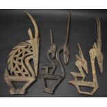 Tribal Art - Three Bamana chi wara antelope headdresses,