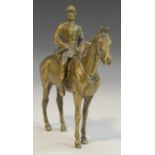 An Austrian gilt bronze, of a huntsman on a horse, 13cm high, marked SCH, c.