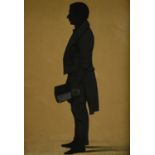 English School (19th century), a silhouette, of a gentleman, he stands, full length,