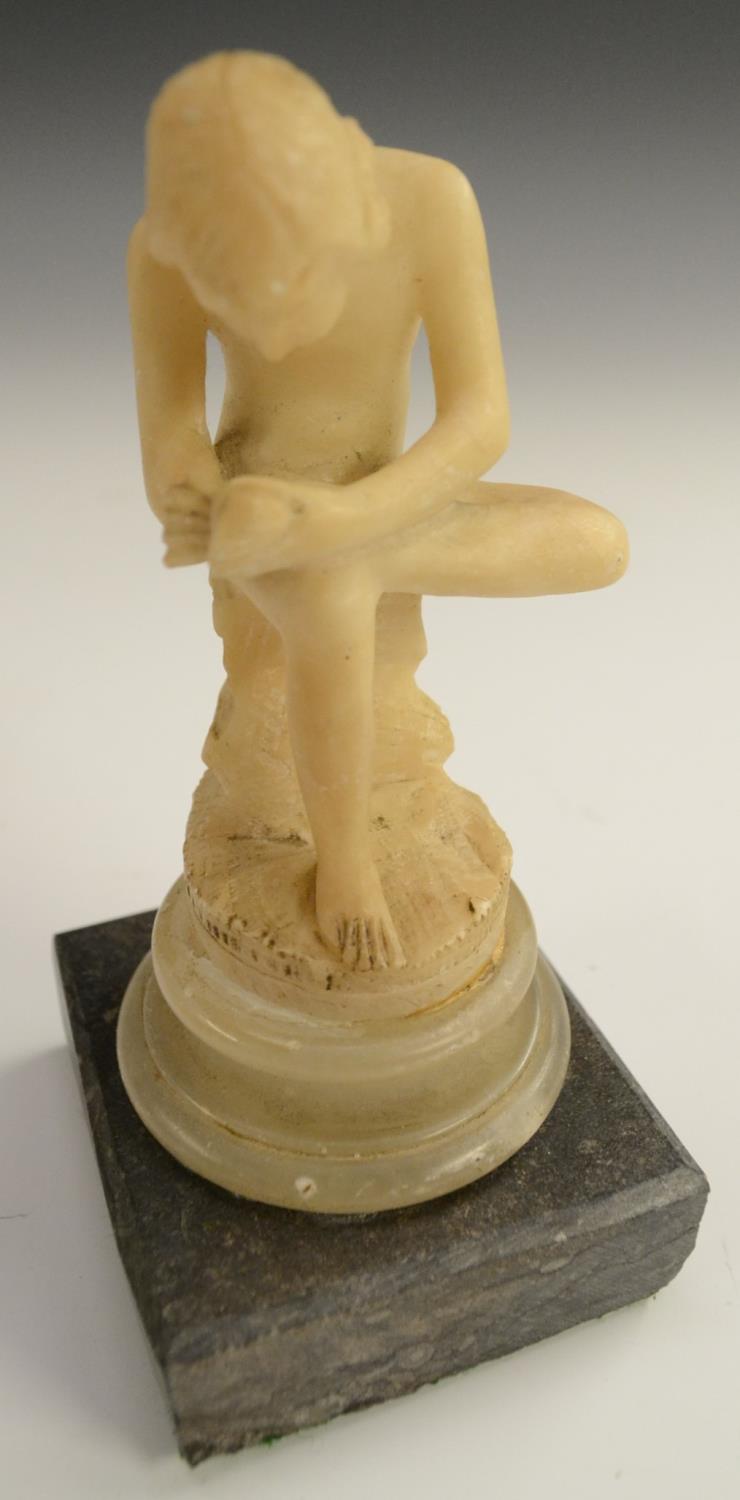 A 19th century Grand Tour alabaster carving, of Spinario, after the Antique, - Image 10 of 11