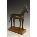 Tribal Art - a Bobo bronze, of an antelope, standing, four square, 19cm long, Burkina Faso,