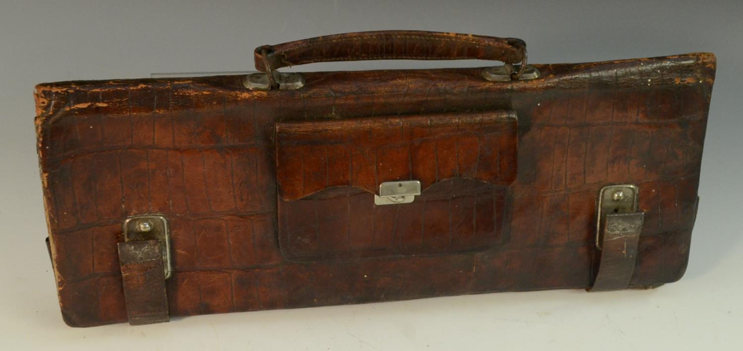 An early 20th century crocodile skin rounded rectangular portfolio or document case, - Image 2 of 6