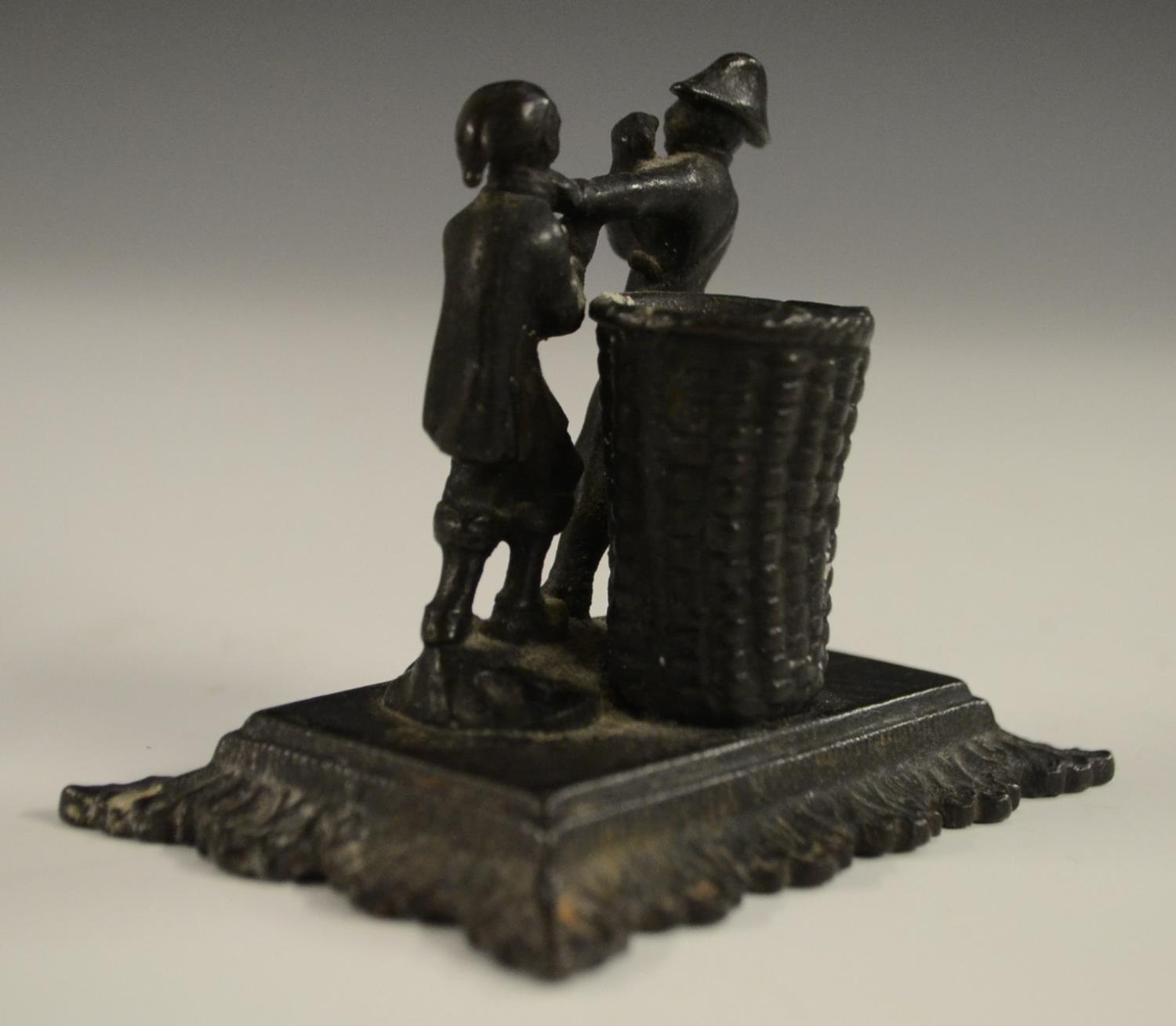 A 19th century French novelty table vesta, cast as a gentleman engaged in pugilism with a thief, - Image 4 of 5