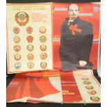 Cold War, USSR - four Soviet Russian paper propaganda posters,