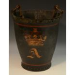 Royalty - a George III leather fire bucket,