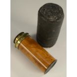 A 19th century travelling pocket field microscope, scumbled finish, lacquered brass fittings,