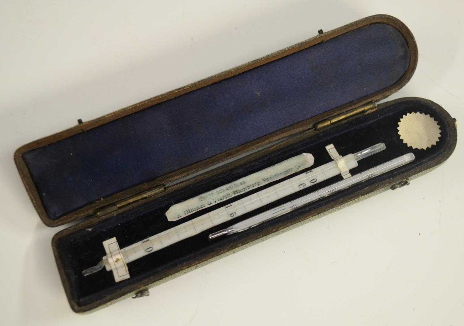 A 19th century shagreen rounded rectangular instrument case, now enclosing a thermometer, 19. - Image 2 of 9