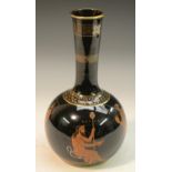 A Hill Pottery Co Etruscan Revival Attic mallet shaped vase,