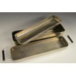 Medical Interest - a nickel-plated rounded rectangulat portable steriliser, two folding handles,