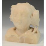 A Continental alabaster carving, of a female head, 12.