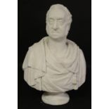 A substantial 19th century plaster library bust, of a Gentleman, waisted socle, **or, Sc.