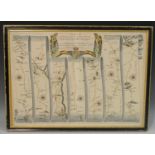 John Ogilby (1600 - 1676), a two page map, The Roads from Exeter Com.