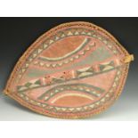 Tribal Art - a Papua New Guinea shield, brightly painted, 80cm long,