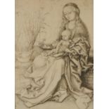 After the Old Master, Madonna and Child, monochrome print, blindstamp,