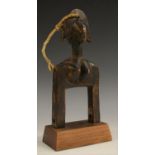 Tribal Art - a Bambara heddle pulley, carved as a female janus figure, 22cm high, Mali, West Africa,