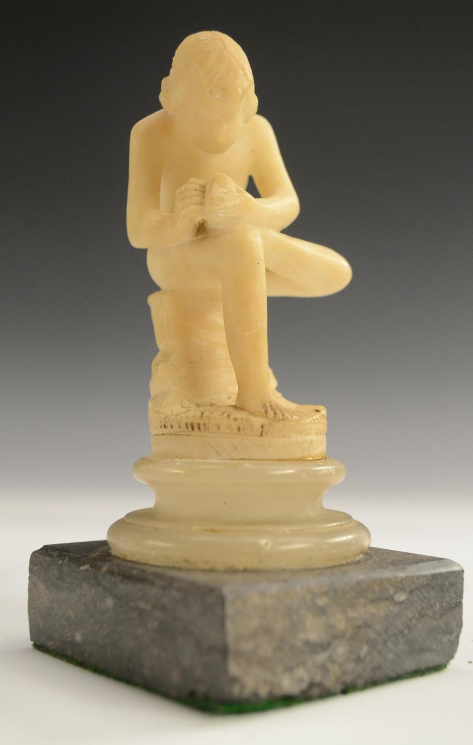 A 19th century Grand Tour alabaster carving, of Spinario, after the Antique,