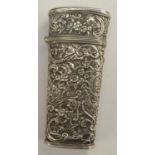 An 18th century silver-coloured metal tapered rectangular etui,