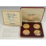 Churchill interest - American Express special edition boxed set of 4 proof 44mm medallions by John