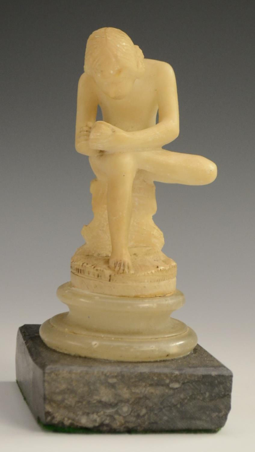 A 19th century Grand Tour alabaster carving, of Spinario, after the Antique, - Image 7 of 11