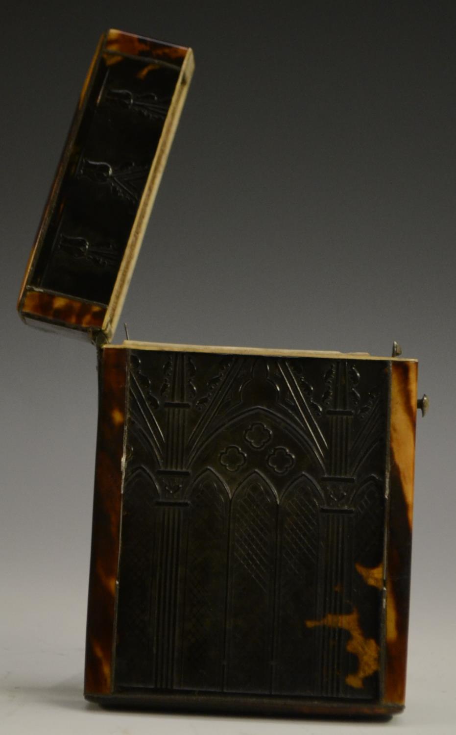 A William IV/early Victorian Gothic Revival tortoiseshell card case, - Image 4 of 10