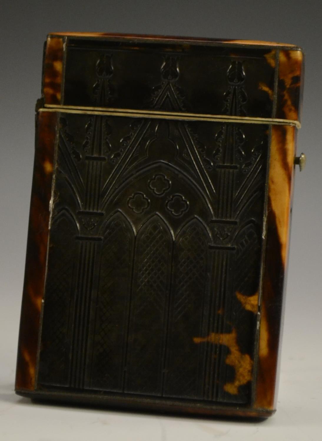 A William IV/early Victorian Gothic Revival tortoiseshell card case,