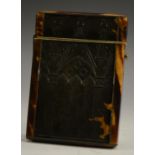 A William IV/early Victorian Gothic Revival tortoiseshell card case,
