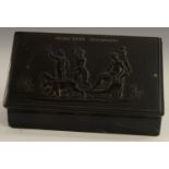 A 19th century French pressed horn rectangular snuff box,
