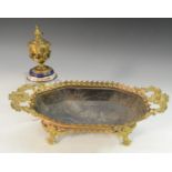A Louis XVI Revival Neoclassical gilt-metal mounted porcelain inkwell,