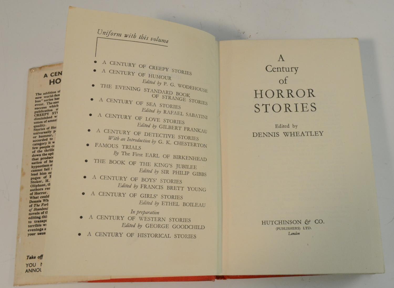 Wheatley (Dennis, editor), A Century of Horror Stories, first edition thus, London: Hutchinson & Co. - Image 3 of 3