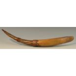 Tribal Art - an Oromo horn spoon, of gently twisting outline, deep scoop-shaped bowl,