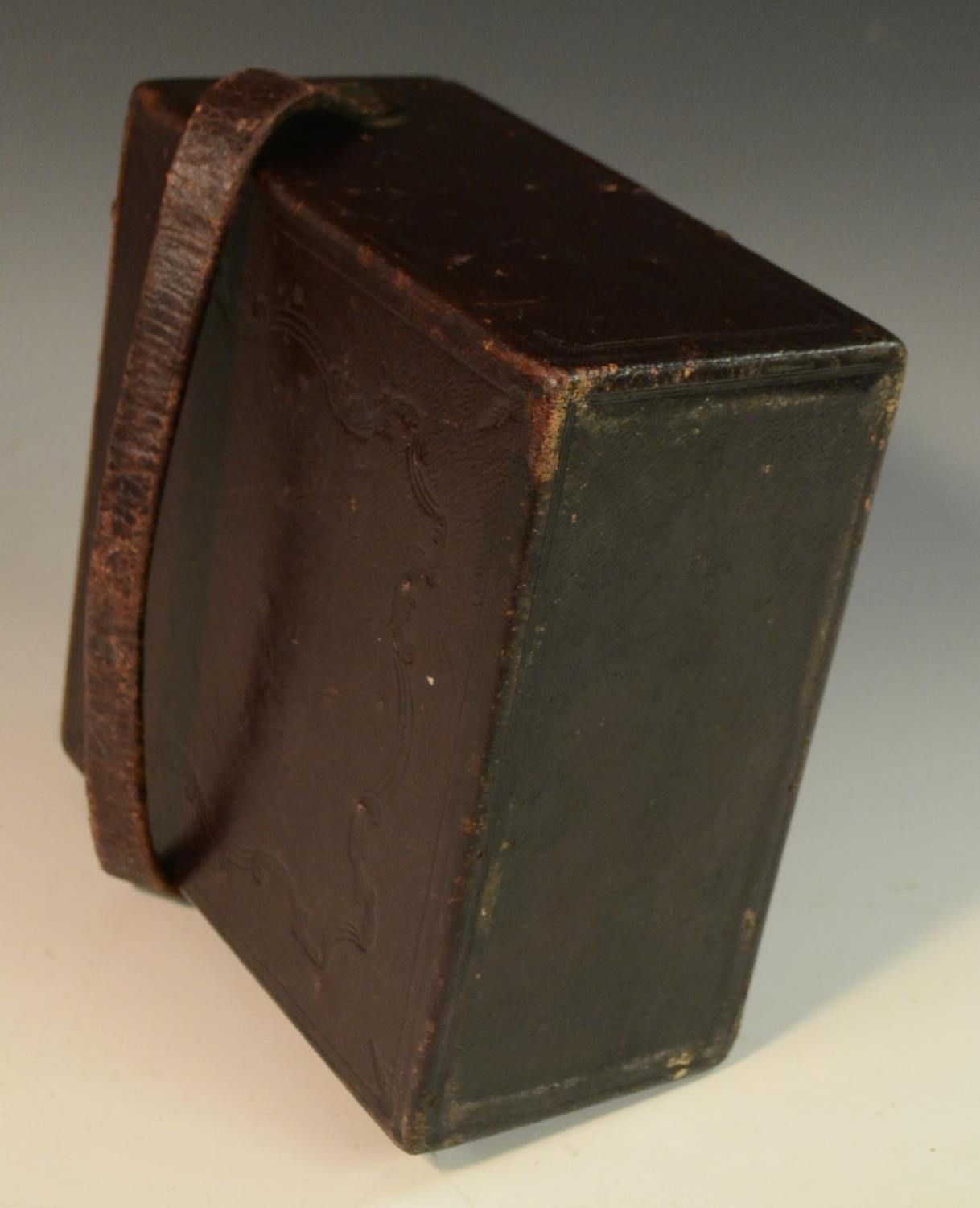 A 19th century tooled morroco leather box, probably for stereoscopic viewer cards, - Image 5 of 5