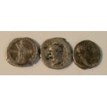 Coins, Imperial Roman, AR: Vespasian denarius, rev.: eagle Cos. (?) III, 20mm, 2.