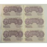 Banknotes, GB, World War Two Issues: six 10 Shillings notes,