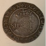 Coin, GB, James I, Third Coinage, 1619-1625, hammered silver shilling,