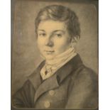 English School (19th century) Portrait of a Young Gentleman charcoal,