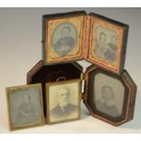Photography - a 19th century ambrotype triptych, portraits of a child and his two sisters, 5.